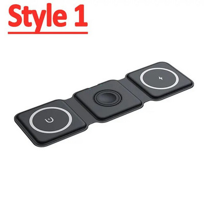 100 W 3 viename sulankstomas magnetinis belaidis įkroviklis, skirtas iPhone 14 13 12 Pro 15 XS X greito belaidžio įkrovimo padėklas, skirtas Airpods Pro iWatch