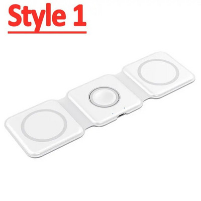 100 W 3 viename sulankstomas magnetinis belaidis įkroviklis, skirtas iPhone 14 13 12 Pro 15 XS X greito belaidžio įkrovimo padėklas, skirtas Airpods Pro iWatch