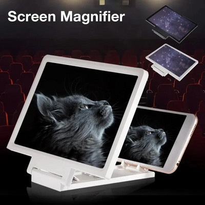 HD Phone Screen Magnifier 3X Magnifying HD Video Amplifier Display Stand Bracket Expander Projector Foldable Desk Phone Holder