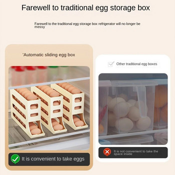 Κουτί αποθήκευσης αυγών ψυγείου Αυτόματη κύλιση θήκη αυγών μεγάλης χωρητικότητας Αφιερωμένο κουτί αποθήκευσης αυγών σε ρολό για ψυγείο