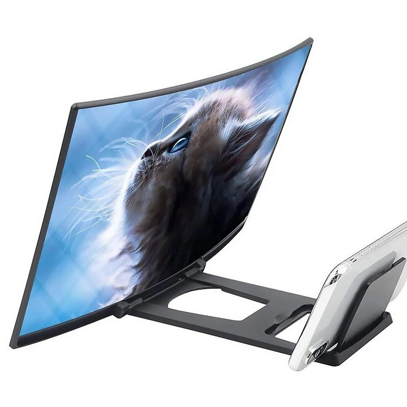 12 colių mobiliojo telefono ekranas, padidintas laikiklis, ekranas ABS apvalkalas akrilo lęšis, mažinantis spinduliavimą, išlenktas 3D didintuvo stovas