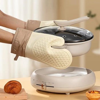 Παχύ γάντια παπλώματος Γάντια κατά του ζεματίσματος Χονδρά γάντια μόνωσης φούρνου σιλικόνης Ανθεκτικά στη θερμότητα Αντιζευματισμό για κουζίνα