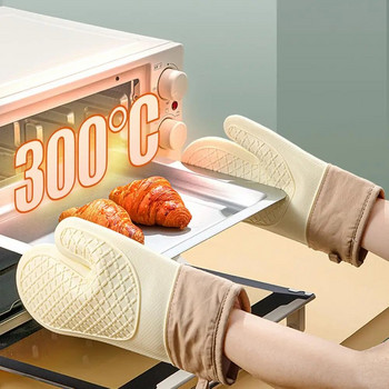 Παχύ γάντια παπλώματος Γάντια κατά του ζεματίσματος Χονδρά γάντια μόνωσης φούρνου σιλικόνης Ανθεκτικά στη θερμότητα Αντιζευματισμό για κουζίνα