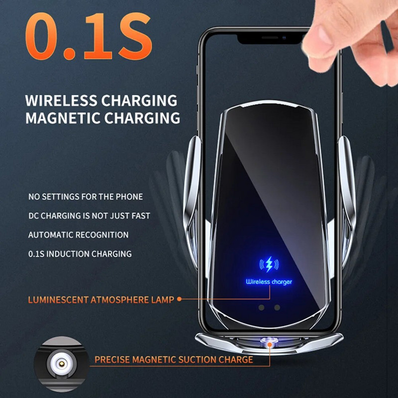 30 W automatinis automobilinis belaidis įkroviklis, skirtas iPhone 14 13 12 11 Pro XS XR X 8 Samsung S22 magnetinio infraraudonųjų spindulių jutiklio telefono laikiklio laikiklis