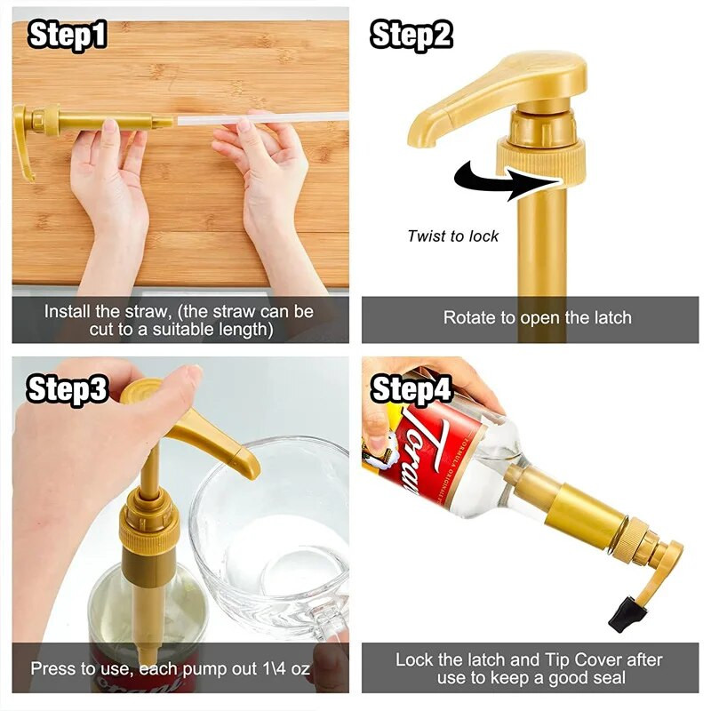 Kavos pieno arbatos dozatoriaus sirupo siurblys, juodas skysčio dozatorius, skirtas 750 ml universalaus slėgio galvutės sirupo sulčių buteliuko dozatoriaus siurbliui