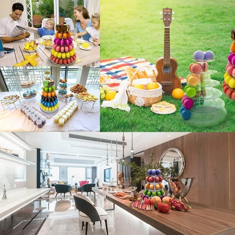 6/4 pakopų apvalus Macaron bokšto stovas tortų vitrinos, keksiukų stovas, desertų vitrinos, skirtos kūdikių vakarui, vestuvių gimtadienio dekoravimui