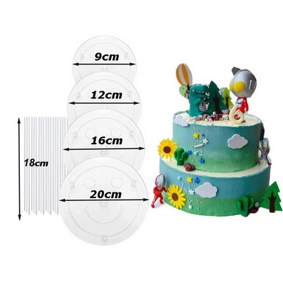 Plastikinių tortų kaiščių rinkinys Baltų tortų lazdelių atraminių strypų skyrimo lėkštės „pasidaryk pats“ kepimo priedai Stovas Tortų dekoravimo įrankiai