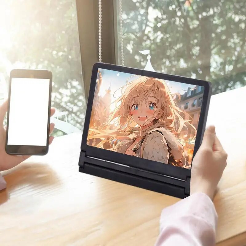 Telefono didintuvas HD telefono stiprintuvas su sulankstomu stovo laikikliu Nešiojamas stalinis laikiklis Stiklinis išmaniojo telefono laikiklis visiems išmaniesiems telefonams