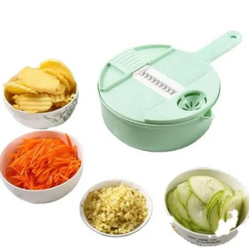 Multi Vegetable Cutter Manual Vegetable Cutter 12 in 1 Green Color Chopper Food Shredder Slicing Tool Κουζινικά σκεύη