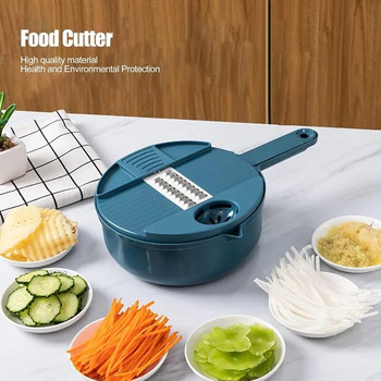 Multi Vegetable Cutter Manual Vegetable Cutter 12 in 1 Green Color Chopper Food Shredder Slicing Tool Κουζινικά σκεύη