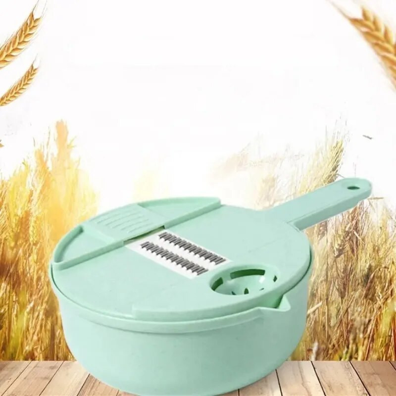 Kelių daržovių pjaustytuvas Rankinis daržovių pjaustytuvas 12 in 1 žalios spalvos smulkintuvas maisto smulkintuvas pjaustymo įrankis virtuvės reikmenys