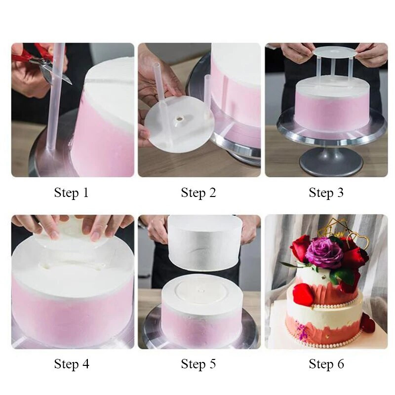 4/6/8/10 colių daugiasluoksnis pyrago stovas, pakabinamas tarpiklis atraminis rėmas, apvalus desertas, atraminis tarpiklis, kaupiamasis laikiklis kepimo įrankiai