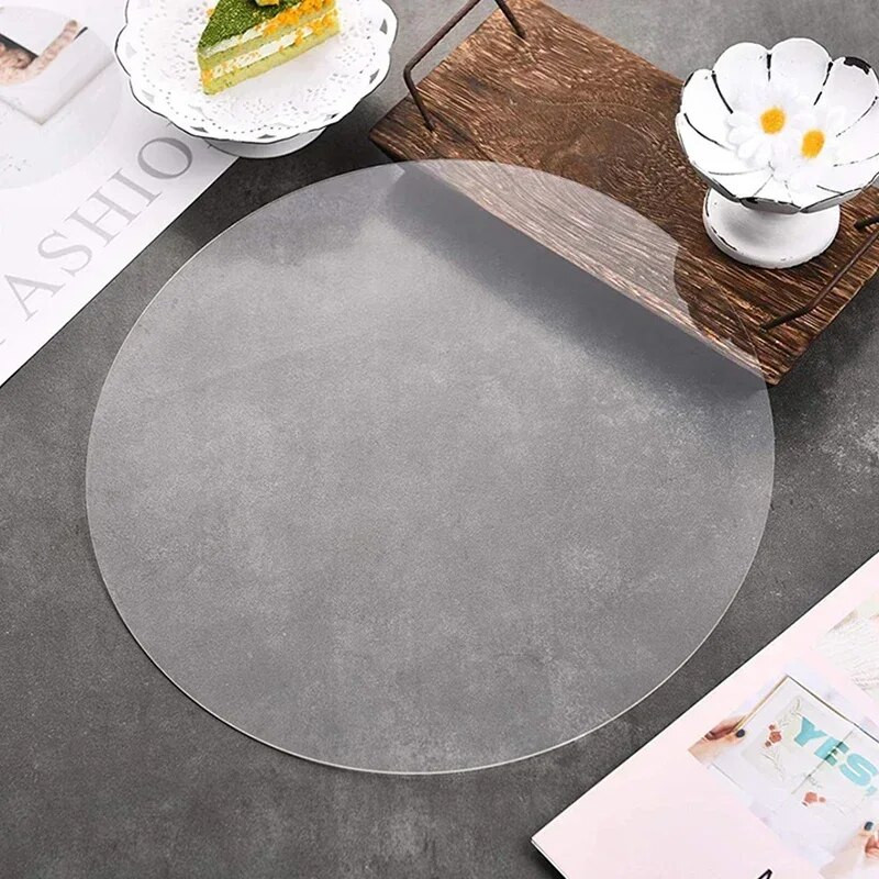 4/6/8/10 colių akrilo tortų diskas apvali lenta Happy Birthday tortai, apipjaustymo apskritimas, skaidrus perspex lakštų lėkštės dekoravimo įrankiai