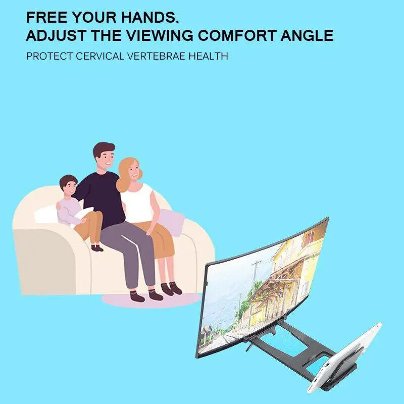 12 colių 3D mobiliojo telefono ekrano stiprintuvas Sulankstomas išlenktas ekrano didinamasis išmaniojo telefono stovo laikiklis Ekrano stiprintuvas