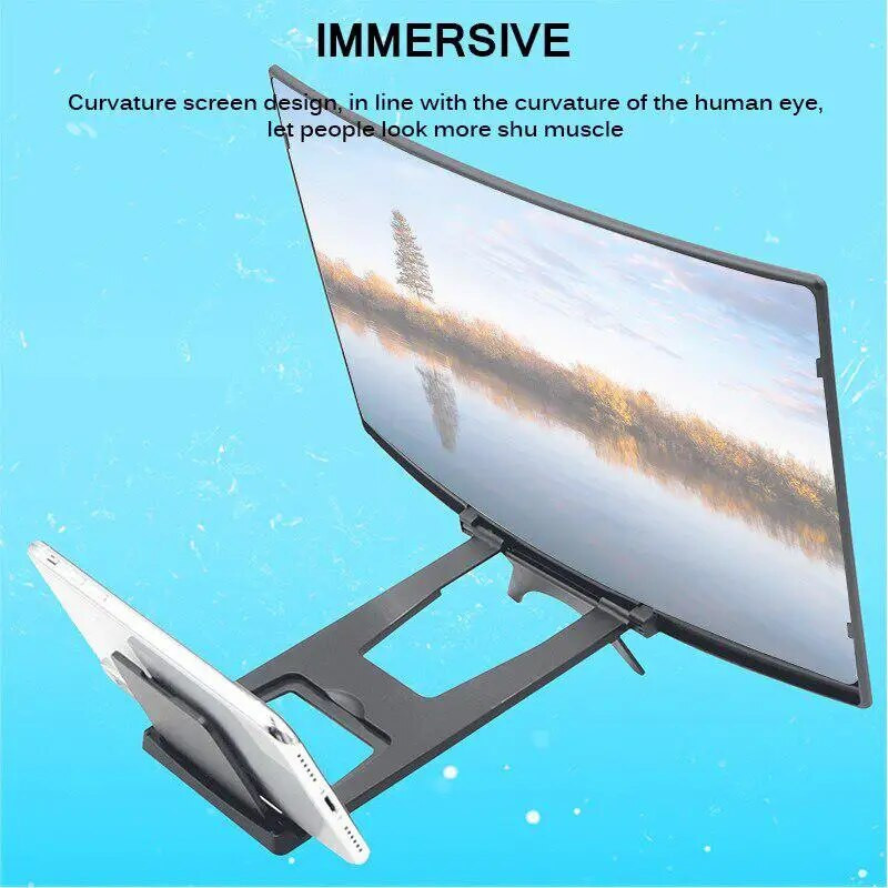 12 colių 3D mobiliojo telefono ekrano stiprintuvas Sulankstomas išlenktas ekrano didinamasis išmaniojo telefono stovo laikiklis Ekrano stiprintuvas