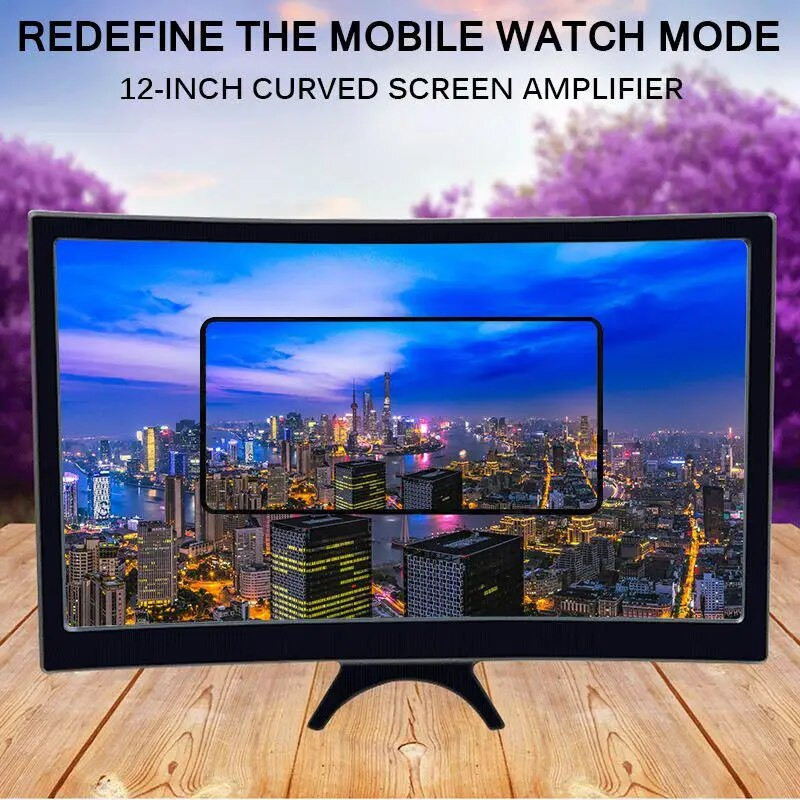 12 colių 3D mobiliojo telefono ekrano stiprintuvas Sulankstomas išlenktas ekrano didinamasis išmaniojo telefono stovo laikiklis Ekrano stiprintuvas