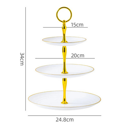 Desertų dekoravimo stovas, apvalus padėklas Didmeninis tortų stovas Desertų laikiklis Vaisiai Gimtadienio vakarėlis Vestuvės Patera 3 sluoksnių dalys