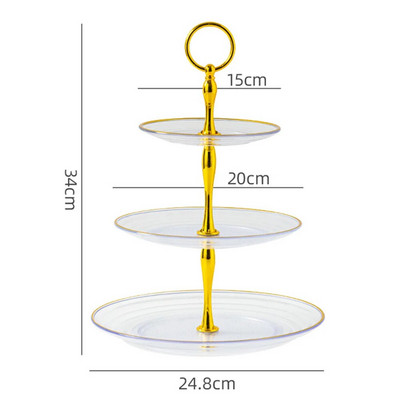 Desertų dekoravimo stovas, apvalus padėklas Didmeninis tortų stovas Desertų laikiklis Vaisiai Gimtadienio vakarėlis Vestuvės Patera 3 sluoksnių dalys