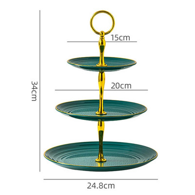 Desertų dekoravimo stovas, apvalus padėklas Didmeninis tortų stovas Desertų laikiklis Vaisiai Gimtadienio vakarėlis Vestuvės Patera 3 sluoksnių dalys