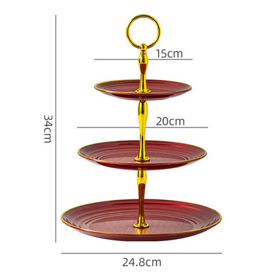 Desertų dekoravimo stovas, apvalus padėklas Didmeninis tortų stovas Desertų laikiklis Vaisiai Gimtadienio vakarėlis Vestuvės Patera 3 sluoksnių dalys