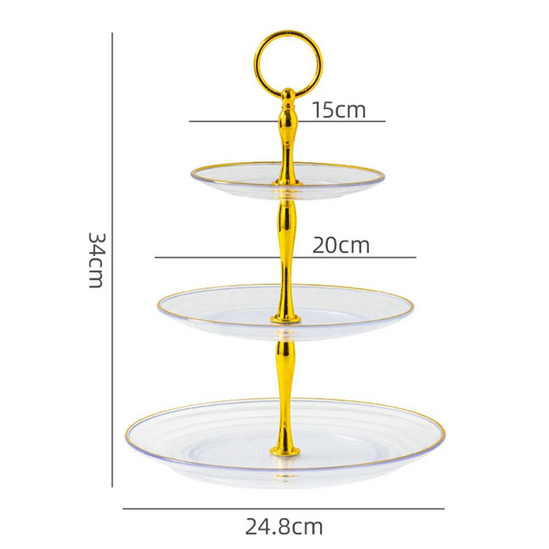 Desertų dekoravimo stovas, apvalus padėklas Didmeninis tortų stovas Desertų laikiklis Vaisiai Gimtadienio vakarėlis Vestuvės Patera 3 sluoksnių dalys