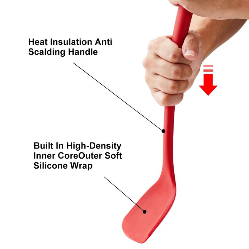1vnt silikoninis kastuvas karščiui atspari rankena, atspari aukštai temperatūrai virtuvės gaminimo įrankis, kurį lengva valyti maistingas minkštas gelis