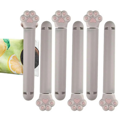 Maisto sandarinimo spaustukai Animacinio filmo katės letenos formos maisto pakuotės spaustukas su gerai sandariu 6 dalių namų užkandžių sandarinimo spaustukas, skirtas virtuvei bendrabutyje