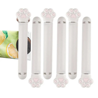 Maisto sandarinimo spaustukai Animacinio filmo katės letenos formos maisto pakuotės spaustukas su gerai sandariu 6 dalių namų užkandžių sandarinimo spaustukas, skirtas virtuvei bendrabutyje