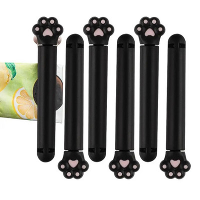 Maisto sandarinimo spaustukai Animacinio filmo katės letenos formos maisto pakuotės spaustukas su gerai sandariu 6 dalių namų užkandžių sandarinimo spaustukas, skirtas virtuvei bendrabutyje