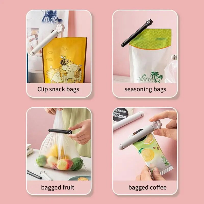 Maisto sandarinimo spaustukai Animacinio filmo katės letenos formos maisto pakuotės spaustukas su gerai sandariu 6 dalių namų užkandžių sandarinimo spaustukas, skirtas virtuvei bendrabutyje