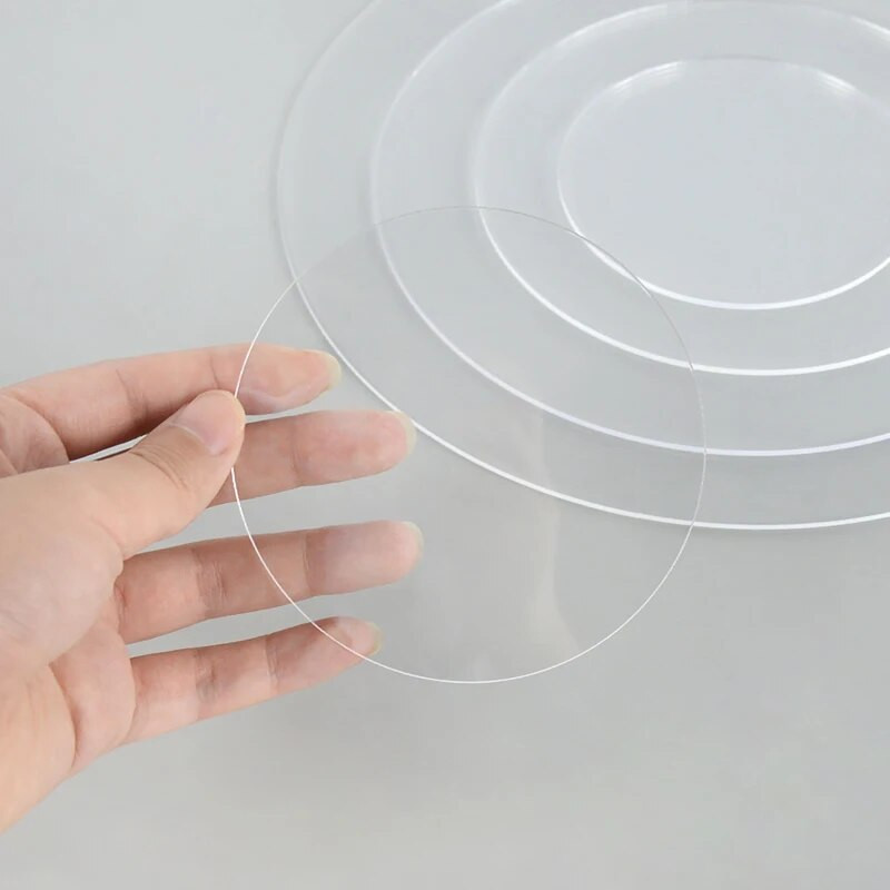 10/15/20/25 cm apvalus akrilo pyrago padėklo apskritimas, daugkartinio naudojimo skaidrus „pasidaryk pats“ meno pyrago įrankių padėklas, stovas kepimo dekoravimo priedai