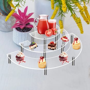 Стойки за десертни кексчета Комплект от 3 чаши Поставка за лакомства за торти 3-степенна акрилна поставка за кексчета Витрини Рафтове Кула за парти сватба
