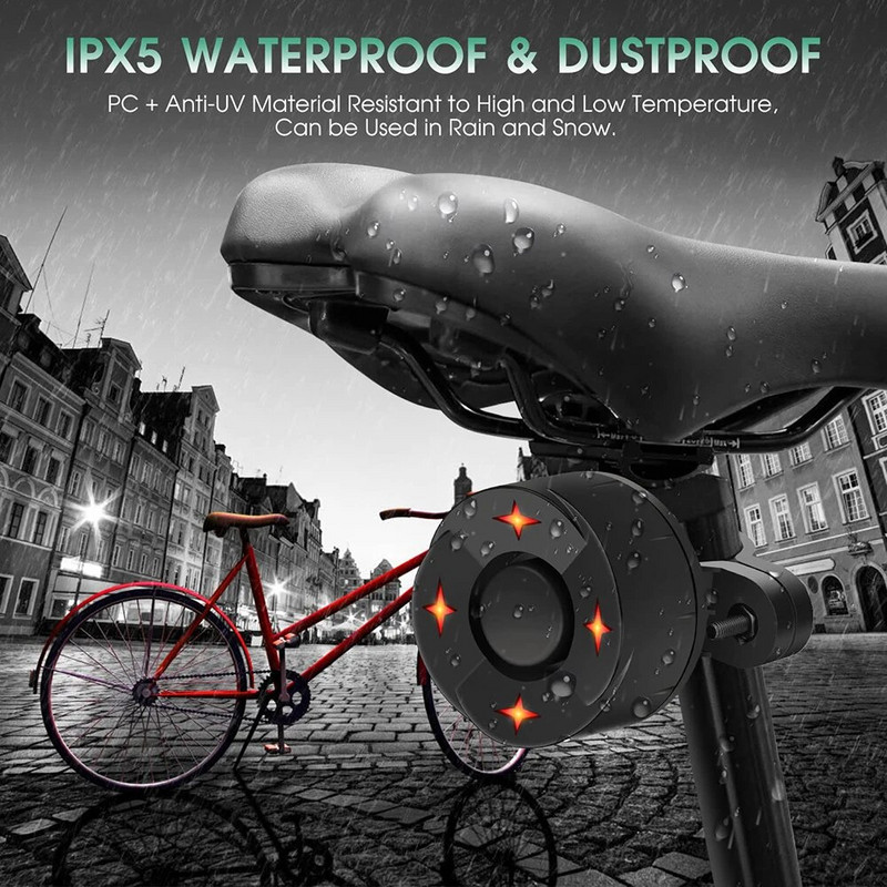 Nauja dviračio signalizacija, belaidė vandeniui atspari dviračio vibracijos signalizacija, USB įkrovimas, motociklo paspirtukas, apsauga, apsauga nuo vagystės
