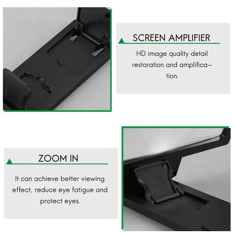 Mobiliojo telefono ekranas 3D stiprintuvas Didintuvas stiprinamas telefono ekranas 8 colių universalus visiems telefonams sulankstomas išplėtimo stovas
