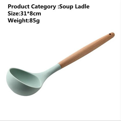 Silikoniniai gaminimo įrankiai rinkinys Vartytuvo žnyplės Sriubos šaukštas Mentele Šepetėlis Grandiklis Nelipnus Kastuvas Kiaušinių plaktuvas Virtuvės reikmenys Virtuvės reikmenys