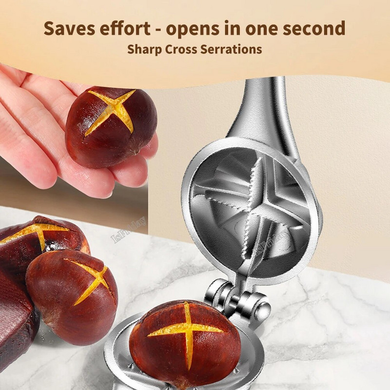 Gesztenyenyitó gép rozsdamentes acél gyorskapcsos diófogó gesztenyehüvelyvágó diótörő Sheller konyhai eszköz