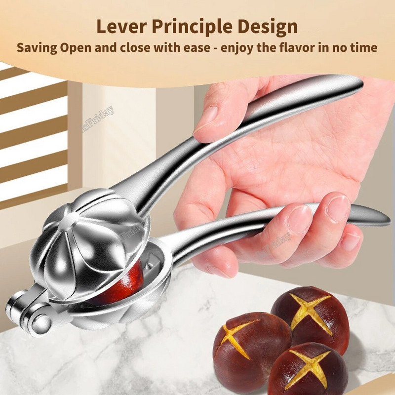 Gesztenyenyitó gép rozsdamentes acél gyorskapcsos diófogó gesztenyehüvelyvágó diótörő Sheller konyhai eszköz