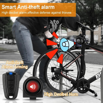 Аларма за велосипед Аларма за задни светлини Водоустойчиво USB зареждане Дистанционно управление 110 dB Защита на лампата за велосипед