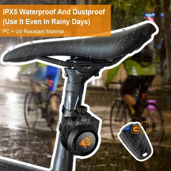 Συναγερμός ποδηλάτου Συναγερμός πίσω φως Αδιάβροχο Τηλεχειριστήριο φόρτισης USB 110 dB Προστασία ασφαλείας λαμπτήρα ποδηλάτου