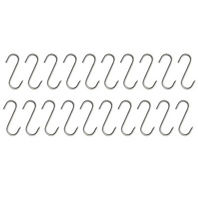 20 vienetų nerūdijančio plieno mėsinės kablys su smailiu S formos kabliu Mėsinės parduotuvės karšto ir šalto rūkymo virtuvės įtaisas