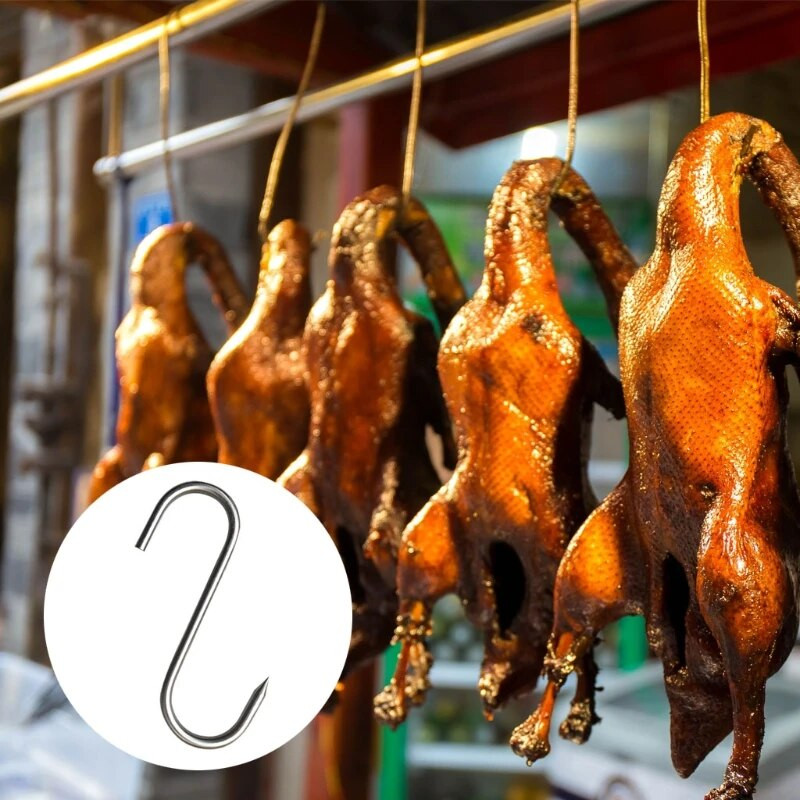 20 vienetų nerūdijančio plieno mėsinės kablys su smailiu S formos kabliu Mėsinės parduotuvės karšto ir šalto rūkymo virtuvės įtaisas