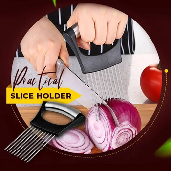 Food Slice Assistant θήκη λαχανικών από ανοξείδωτο χάλυβα Κόφτης κρεμμυδιού Κόφτης κρεμμυδιού Κόψας φρούτων ντομάτας Ασφαλές μαχαίρι κουζίνας Dropshippin