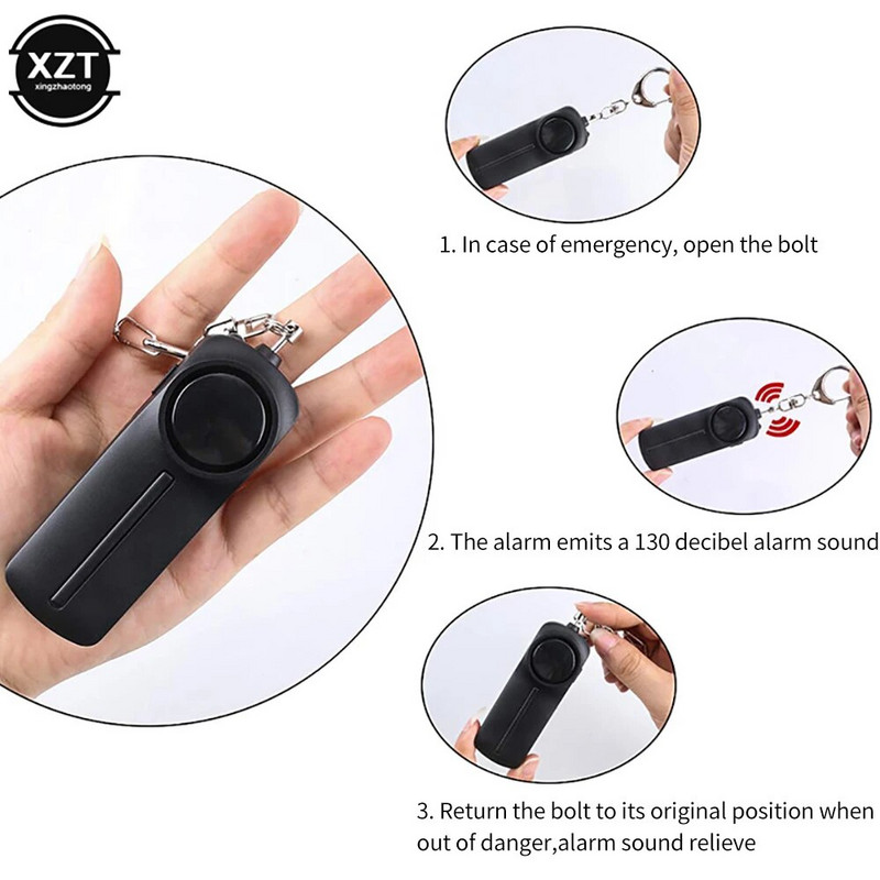 Savigynos signalizacija 130dB Anti-Wolf Girl Child Moterys Apsauga Apsaugos Perspėjimas Asmeninė sauga Scream Garsiai Avarinis Signalizacija Raktų pakabukas