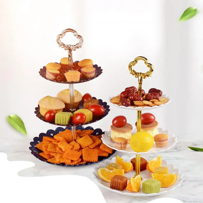 3 pakopų tortų stovas Popietės arbatos vestuvinės lėkštės Vakarėlio indai Kepiniai Plastikiniai padėklai, vitrinos, tortų dekoravimo įrankiai