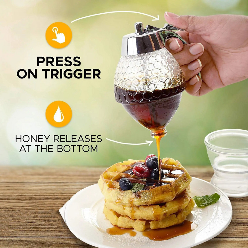 Išspaustas butelis medaus stiklainio talpykla bičių lašelių dozatorius virdulys laikymo puodo stovas sulčių sirupo puodelis namų virtuvės priedai