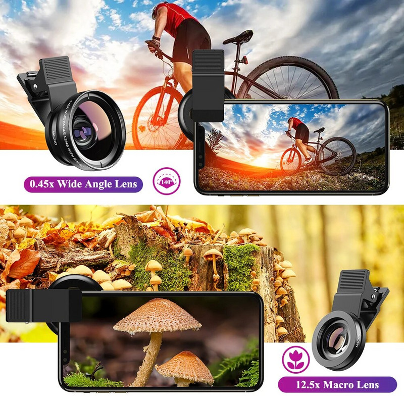 APEXEL, skirtas iPhone 13 mobiliojo telefono objektyvas, 0,45x itin platus kampas ir 12,5x makro Lentes 2in1 HD fotoaparato objektyvas, visų išmaniųjų telefonų priedai