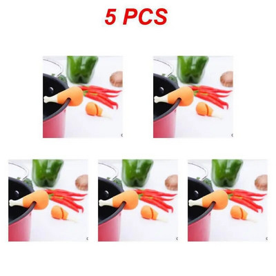 1/3/5 vnt. Silikoninio morkų dizaino, atsparus išsiliejimui puodo dangčio stovo laikiklis Kūrybiški perpildymo kamščiai dangtelio pakėlimo virtuvės priedai