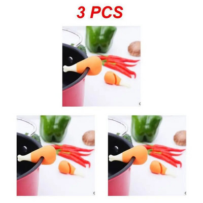1/3/5 vnt. Silikoninio morkų dizaino, atsparus išsiliejimui puodo dangčio stovo laikiklis Kūrybiški perpildymo kamščiai dangtelio pakėlimo virtuvės priedai