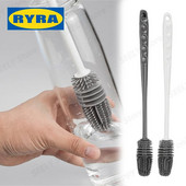 Ilgos rankenos silikoninių butelių šepetėlių valymo produktai namams, viengubas pilkas didmeninis maitinimo buteliuko valymo šepetėlis, daugiafunkcis