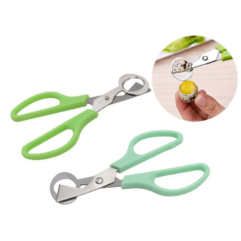 Praktiškas 2023 m. nerūdijančio plieno buitinis rūdims atsparus putpelių kiaušinių žirklinis kiaušinių lukštas žirklės virtuvės įrankis putpelių kiaušinių atidarytuvas